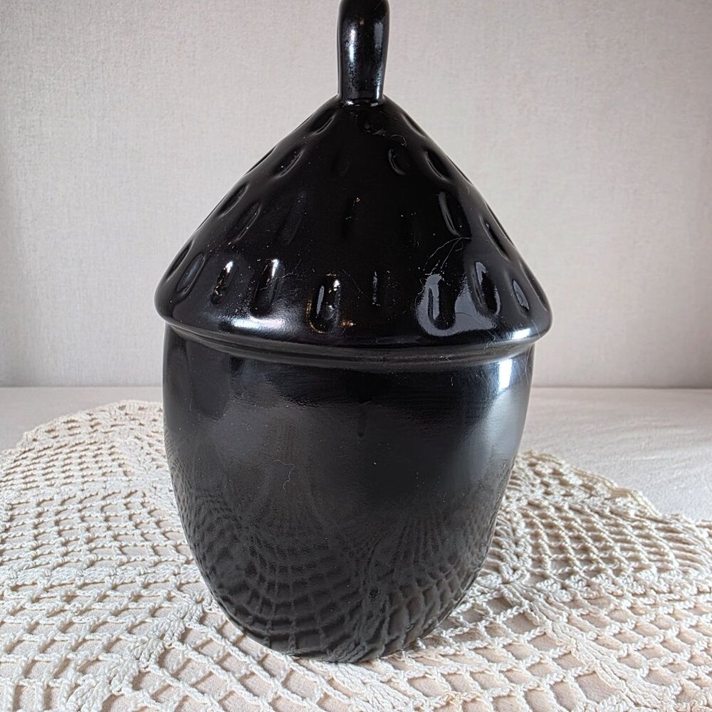Rae Dunn Ceramic Acorn Birdhouse With "Nest" Text Black Decorative Piece - Picture 3 of 7